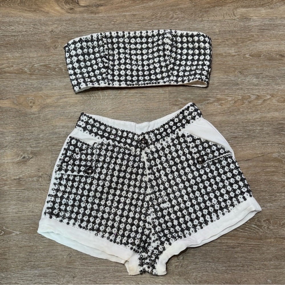 Beaded XS Top and SMALL shorts set